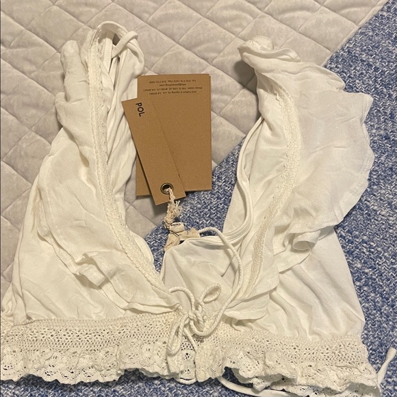 POL Cream Ruffled Lace Top - Picture 2 of 3